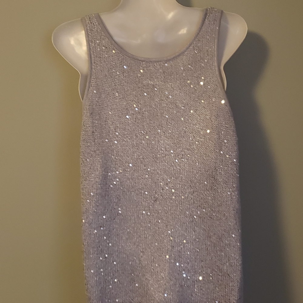Matty M Silver Sequins Shell Tank. - Picture 4 of 6